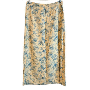 VTG. Lizsport Linen Wrap Skirt Size 6 Floral Cottage Peasant Country Prairie 80s